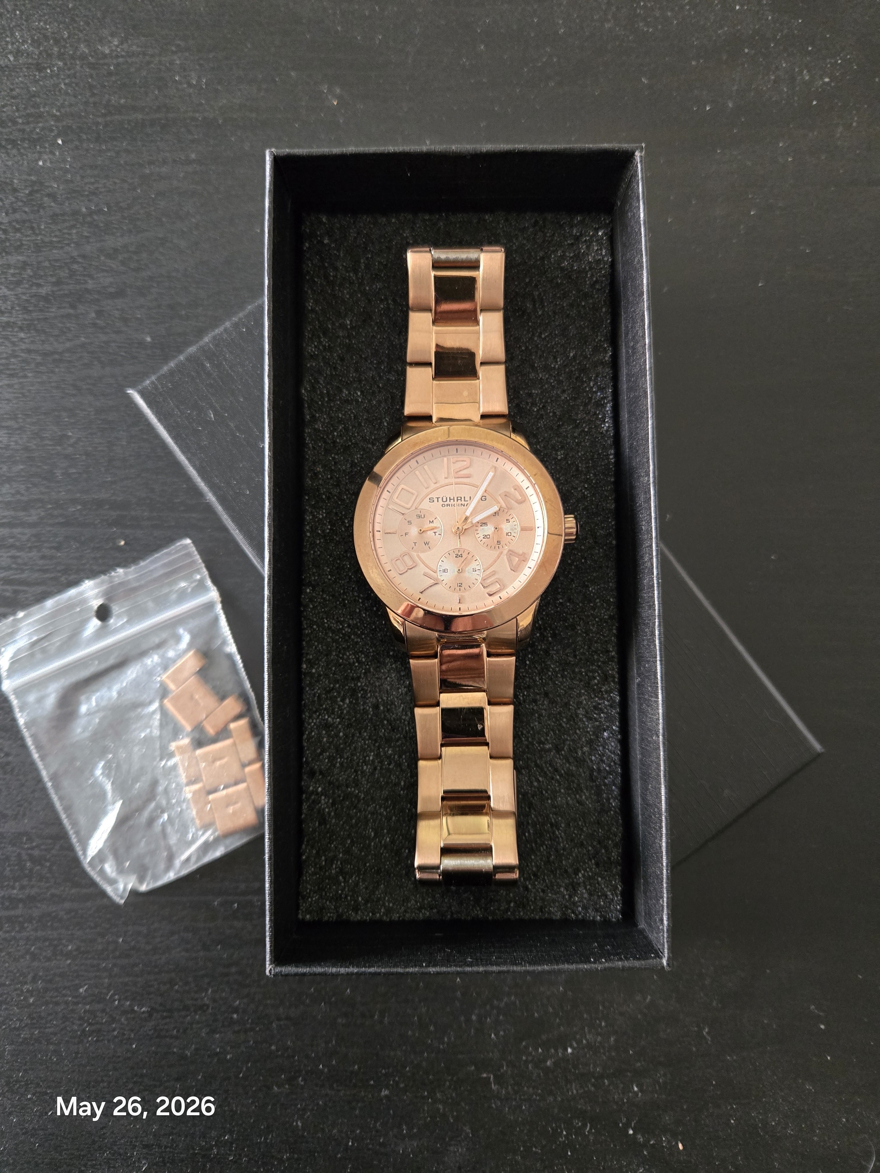 Stuhrling Gold-Tone Multifunction Bracelet Watch 38mm